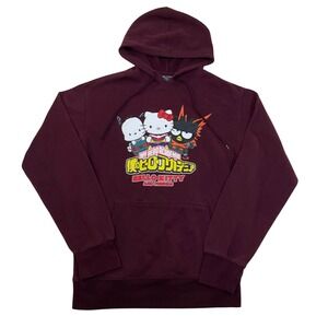 My Hero Academia Hello Kitty and Friends Anime Hoodie Sweatshirt Burgundy Size S